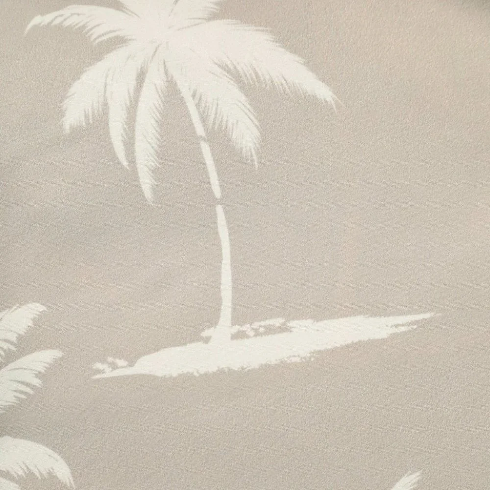 Khaki Vacation Style Men's Palm Print Shirt - Picture 5 of 6